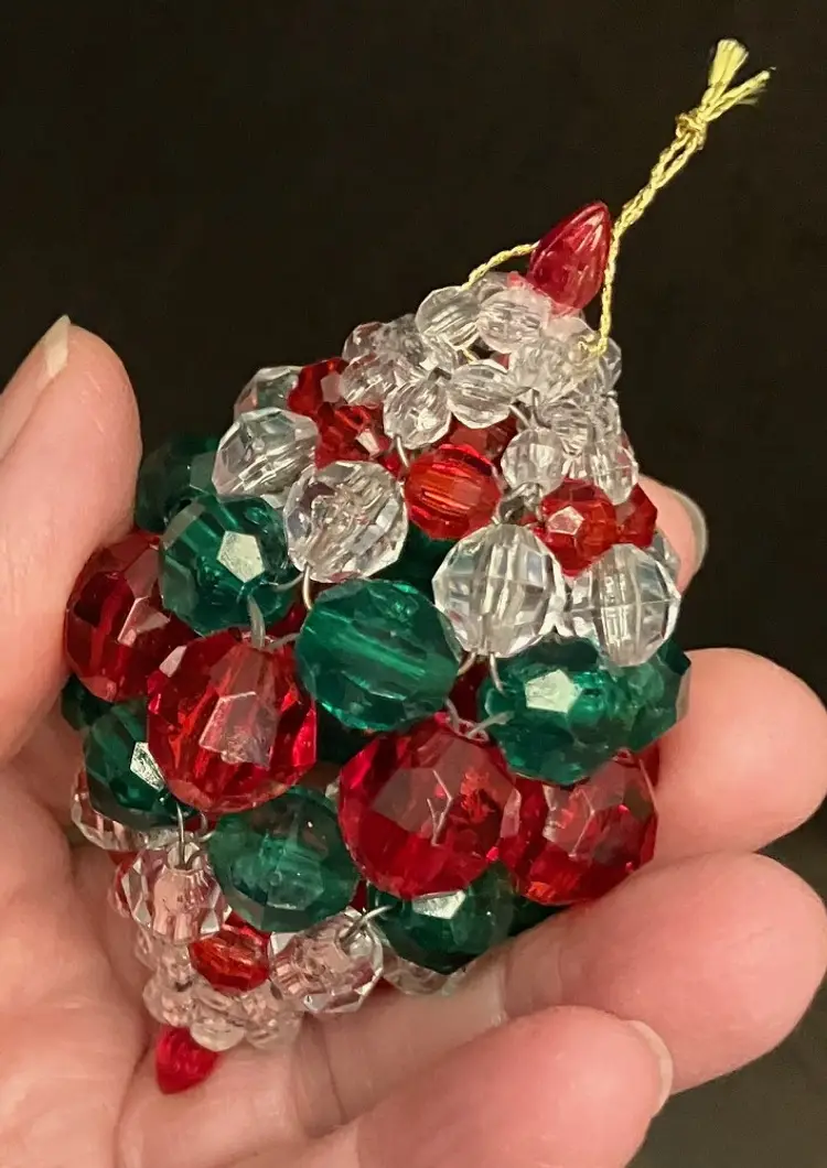 Vintage handmade beaded Christmas tree ornament