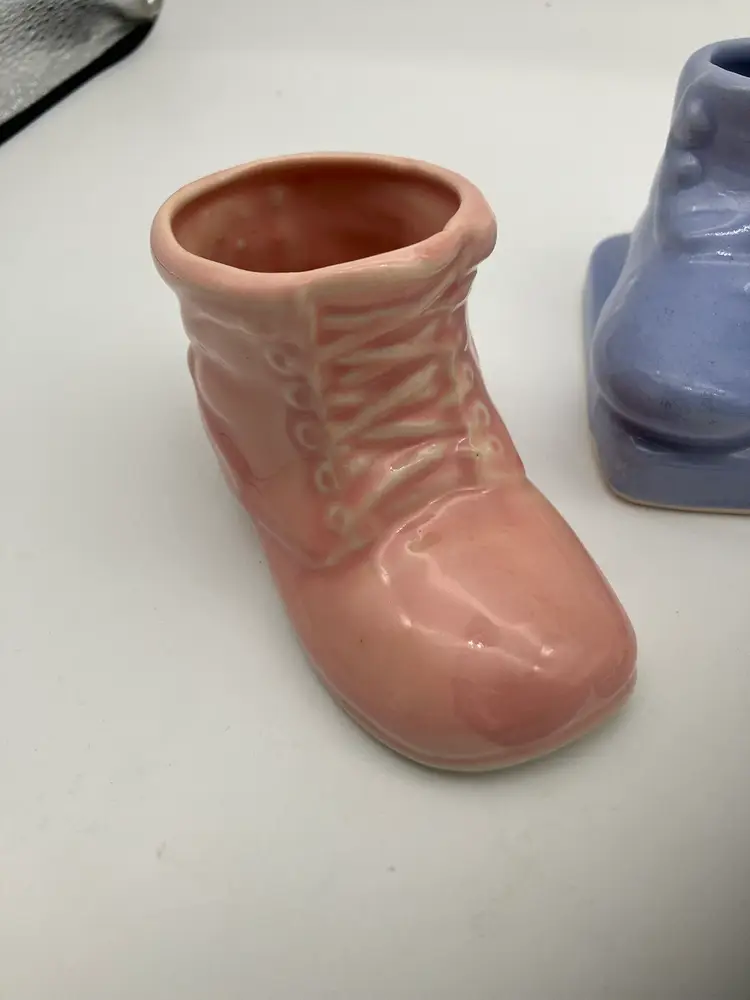 BIN - Lot Of 3 Vintage Ceramic Baby Shoe Planters