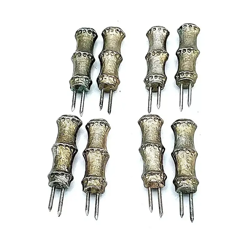 Vintage 8, Faux Bamboo Corn Holders Silver Tone Metal, By The Bucklers NY