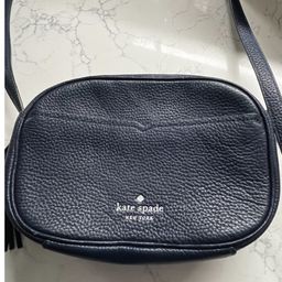 KATE SPADE NY Kourtney Blue Pebbled Leather Camera Crossbody Bag