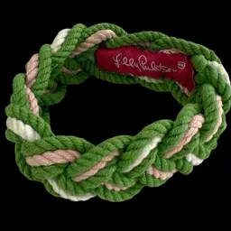 6” LILLY PULITZER Sailors Knot Woven Bracelet. Signed Pink Tag on Interior. Green White Pink Braided Rope.