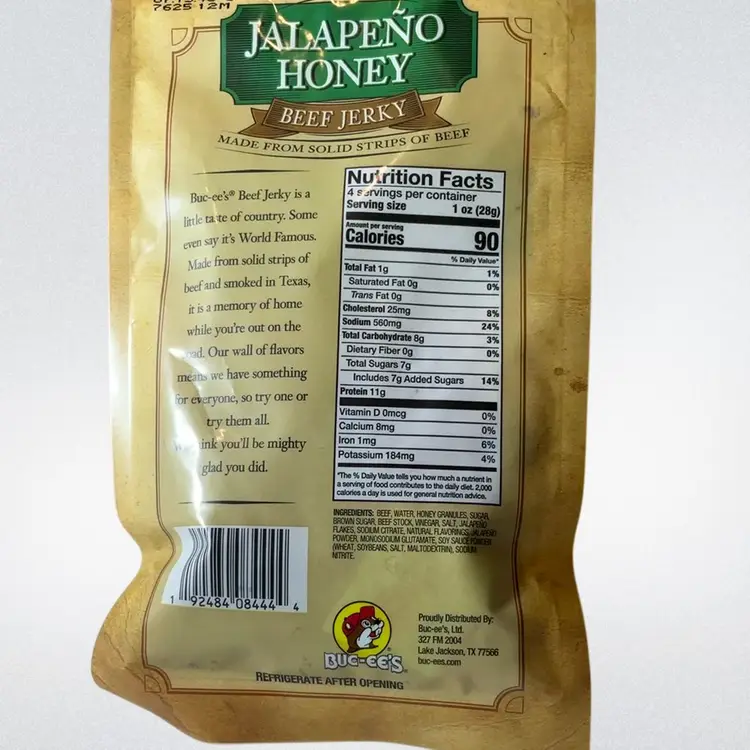 Buc-ee's Jalapeño Honey Beef Jerky 4 Oz.