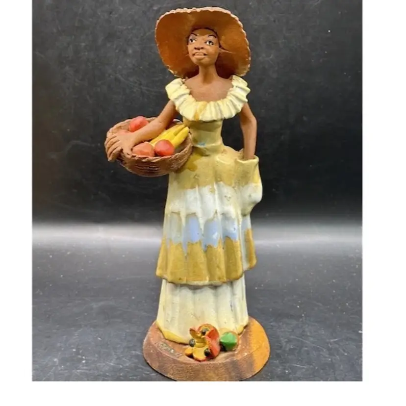 RARE Jamaica Frazer’s Ceramic Earthware Jamaican Lady W/ Fruit Figurine