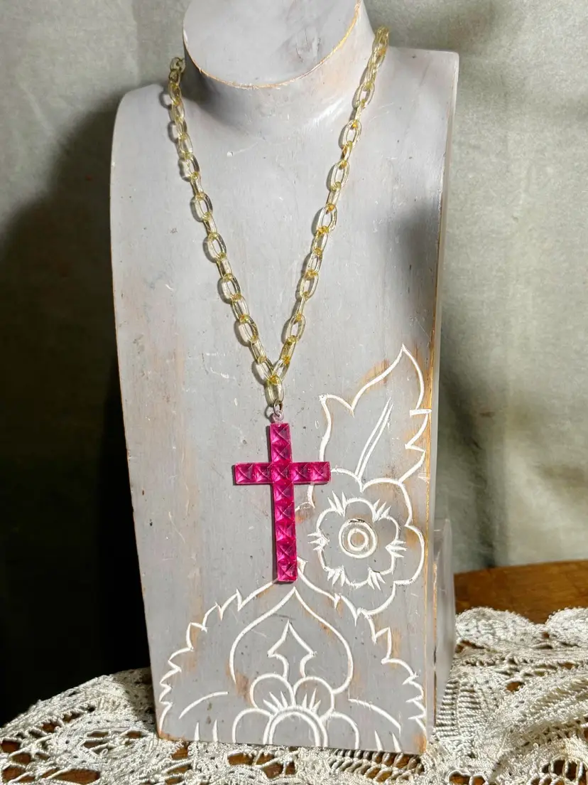 Early Vintage Plastic - Celluloid Cross Necklace