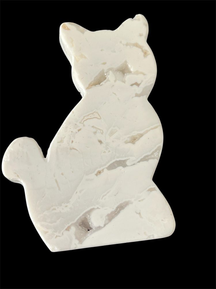 Cat Shaped Druzy Snow Agate, Crystal