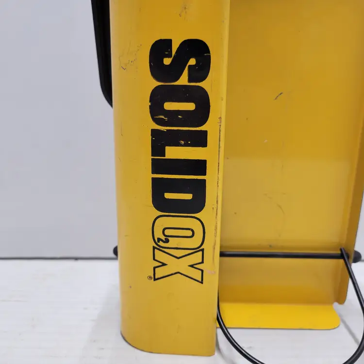 Vintage Solidox Solid Oxygen Welding Torch Metal Stand Carrier Yellow