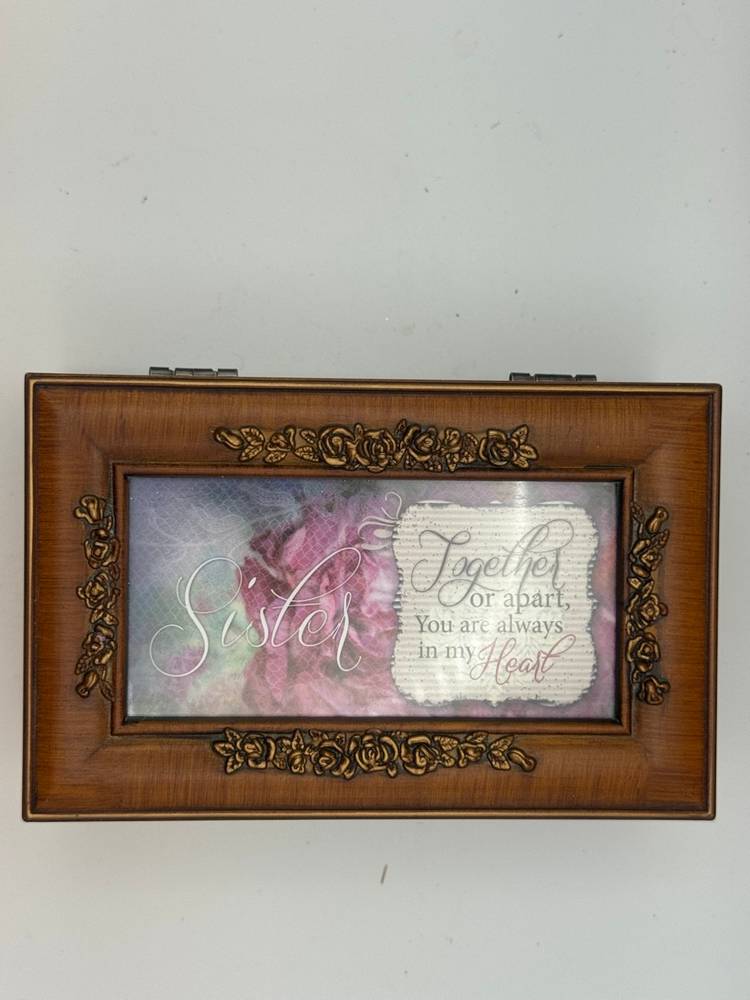 Cottage Garden Wood Jewelry/Music Box - Sisters - Plays “What A Wonderful World” 6”x3.5”