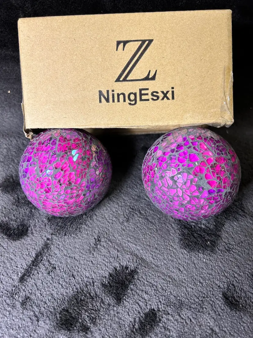 2 Gradient Purple Crackle Mosaic Mirror Decorative 3" Balls