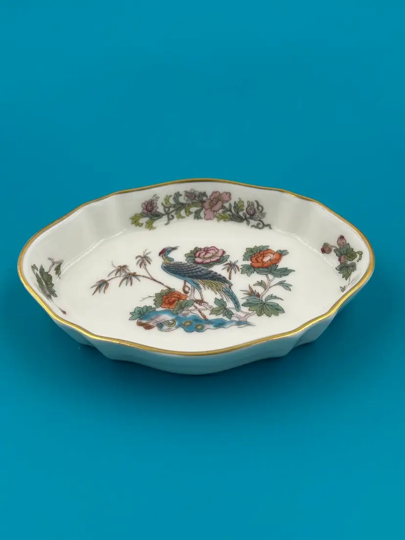 Vintage WedgeWood Kutanni Crane Design, Oval Trinket Dish, Candy Tray, Bone China