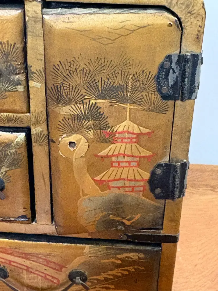 Antique Japanese Gold Miniature Cabinet