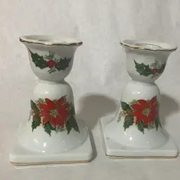 VINTAGE Christmas Lipper & Mann Taper Candlestick Holders PAIR of TWO
