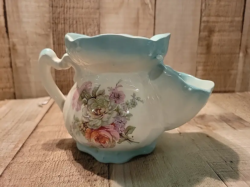 Old Foley James Kent LTD Staffordshire England Shaving Scuttle Turquoise Blue
