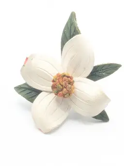 Vintage Dogwood Leather Brooch Pin Jewelry