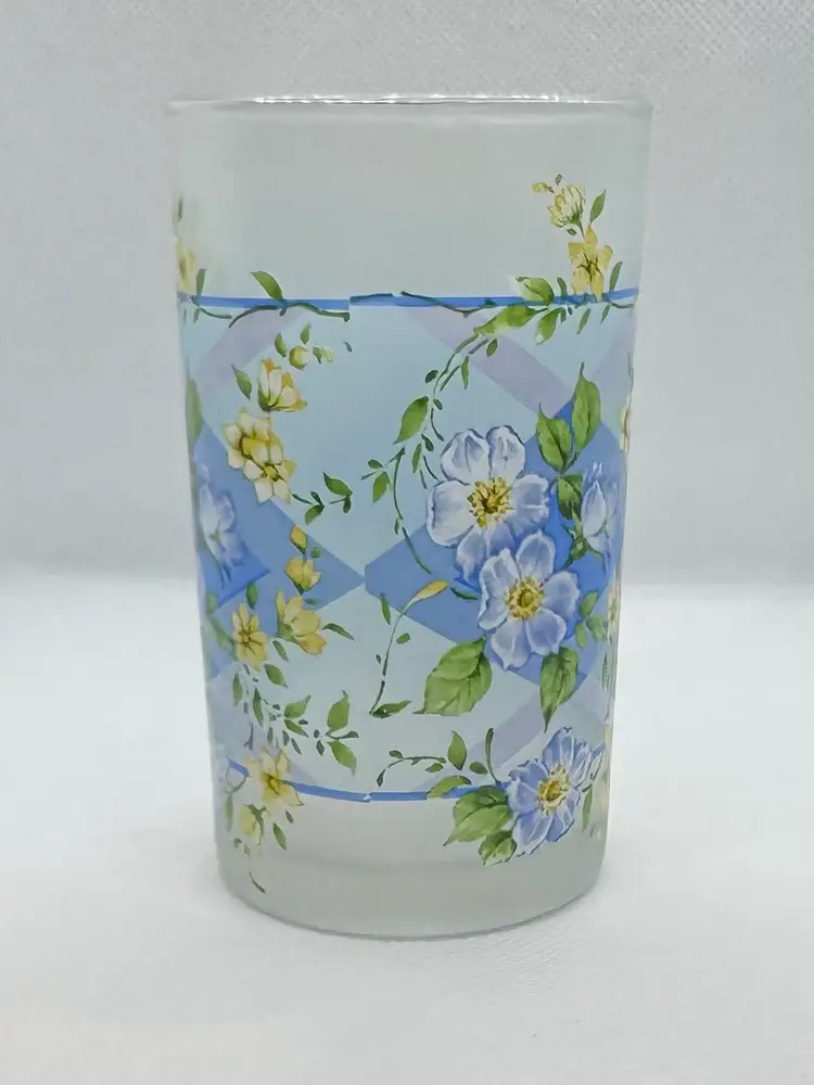 Vintage Briliant Frosted Forget-Me-Not Juice Glass!