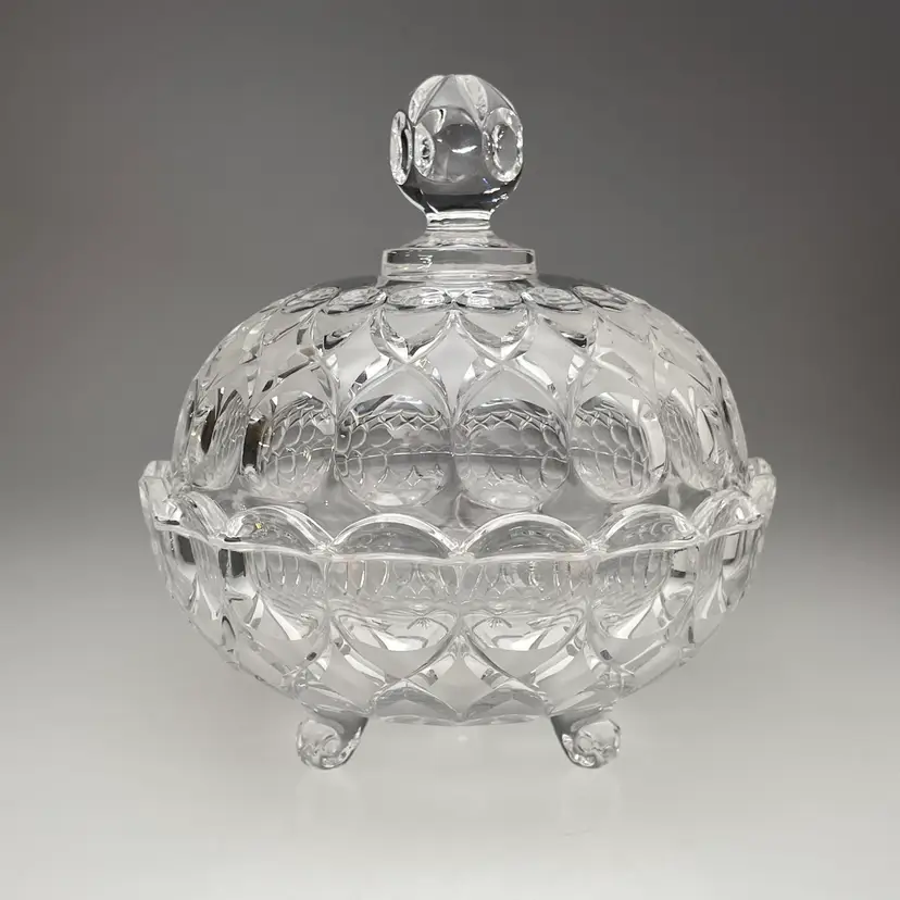 Nachtmann Anglia Lidded Candy Dish Jar Footed Bavarian Crystal Vintage Glass 7x6.5"