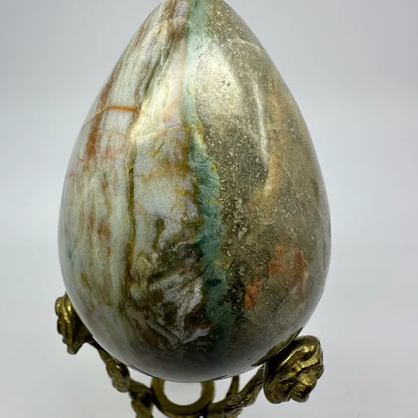 Natural Ocean Jasper Quartz Egg Shaped Healing Stone