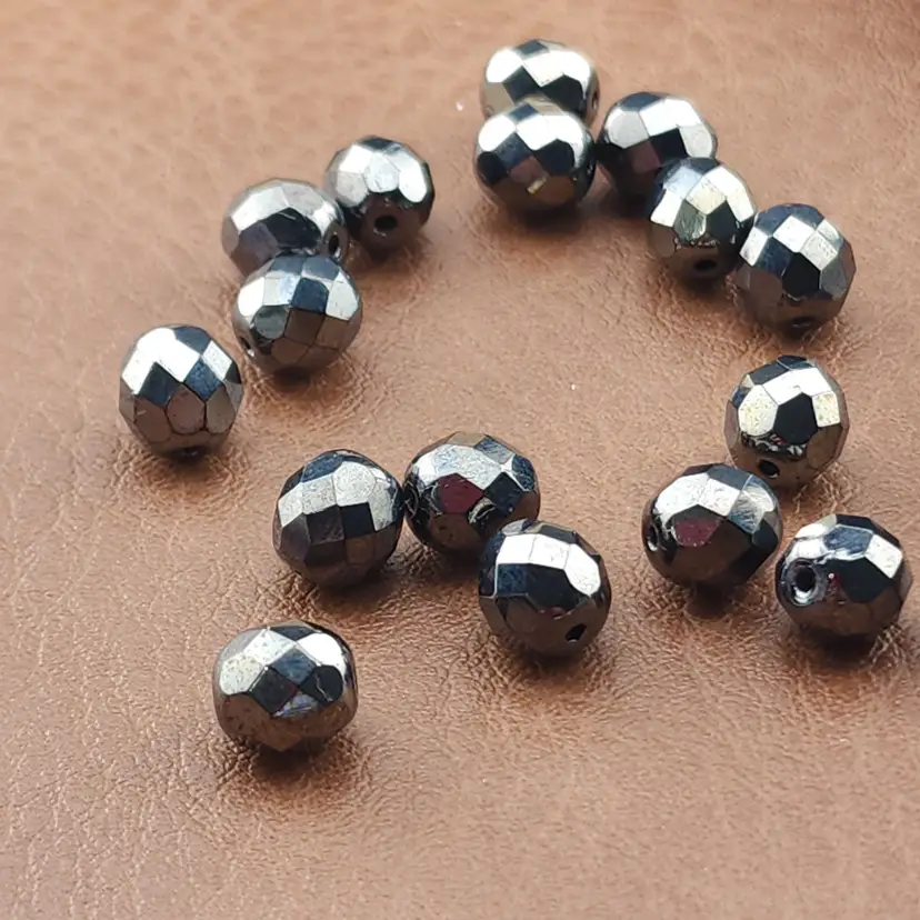 50pcs 6MM Czech Glass Beads, gunmetal #BC170