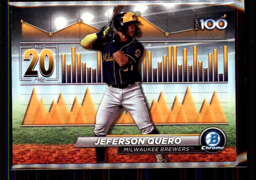 Jeferson Quero #/100 2024 Bowman Chrome Bowman Top 100 #BTP-20 - Milwaukee Brewers - (147-162)