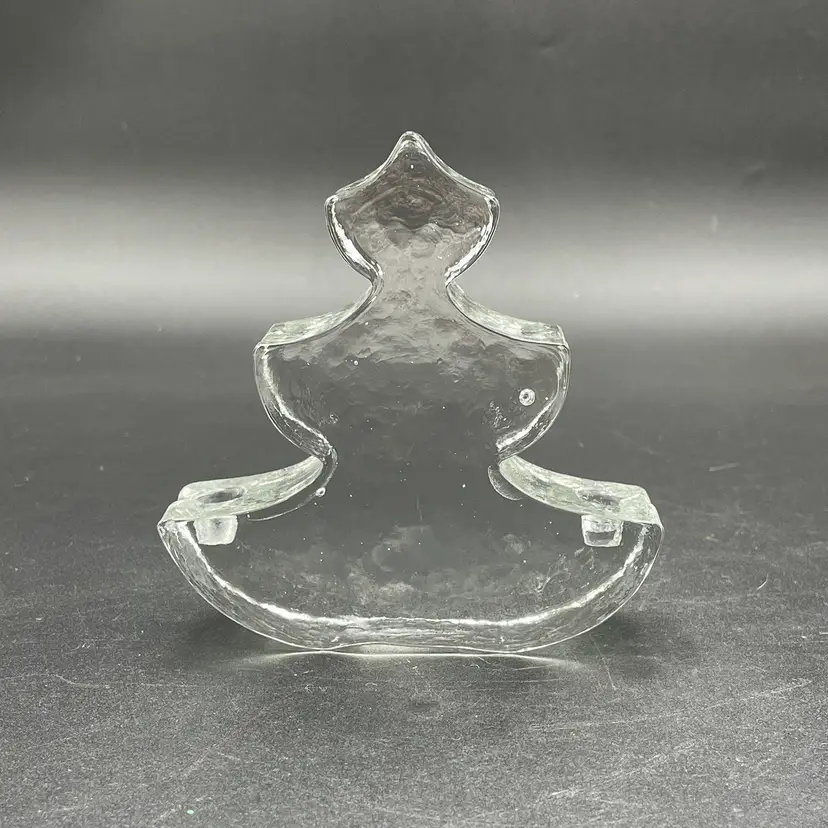 Wiesenthal Hutte Solid Clear Glass Christmas Tree Candle Stick Holder Holiday
