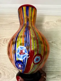 Colorful Striped Vintage-Inspired Vase
