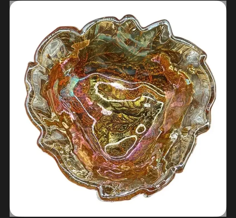 Vintage Marigold Carnival Loganberry Glass Dish