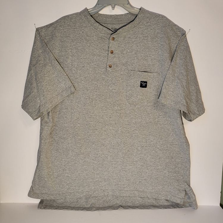 Walls Work Wear 3 Button Henley Shirt Men's Size XL Gray Short Sleeve EUC