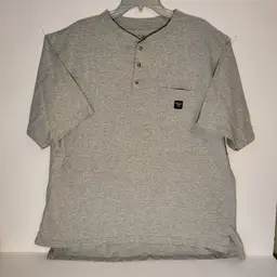 Walls Work Wear 3 Button Henley Shirt Men's Size XL Gray Short Sleeve EUC