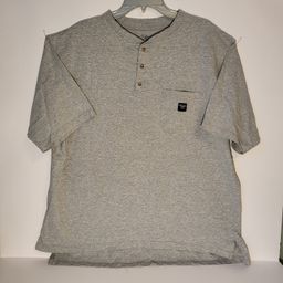 Walls Work Wear 3 Button Henley Shirt Men's Size XL Gray Short Sleeve EUC
