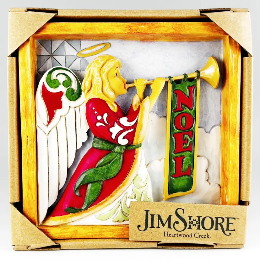 NEW Jim Shore/Heartwood Creek, NOEL Angel Blowing Trumpet Christmas Plaque, Enesco 2022