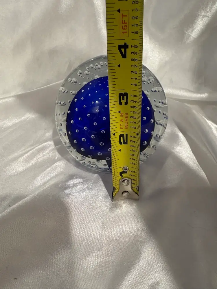 Signed Cobalt Blue Mark Matthews Controlled Bubble Paperweight