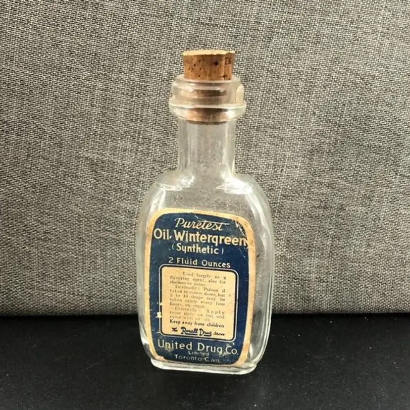 Vintage Apothecary - Antique Pharmacy United Drugs Oil Wintergreen Bottle