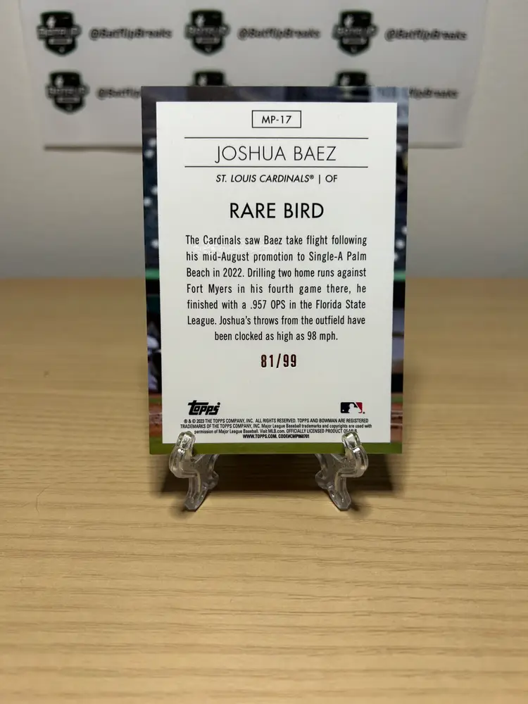 Joshua Baez 2023 Bowman Chrome Modern Prospects Insert Green Parallel Refractor /99 St. Louis Cardinals #MP-17