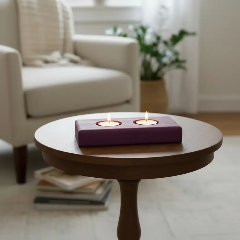 Purpleheart 2-Tealight Holder