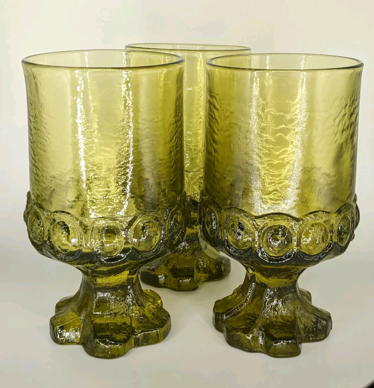 Franciscan Madeira GLOWS Set OF 3 Citron Green 6" Water Goblet