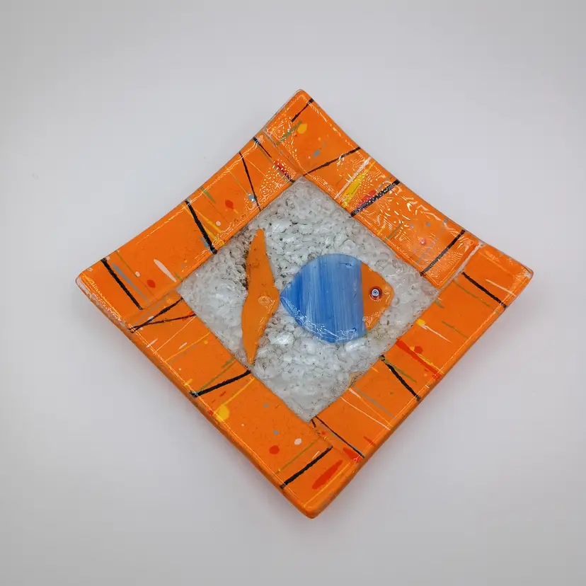 Fused glass fish trinket dish
