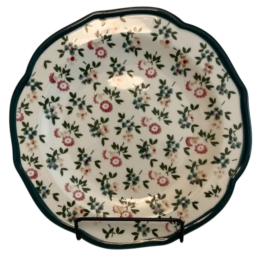 Pioneer Woman “Fall Flowers” Salad Plate ~ Green Trim Scalloped Set Of 4 ~EC