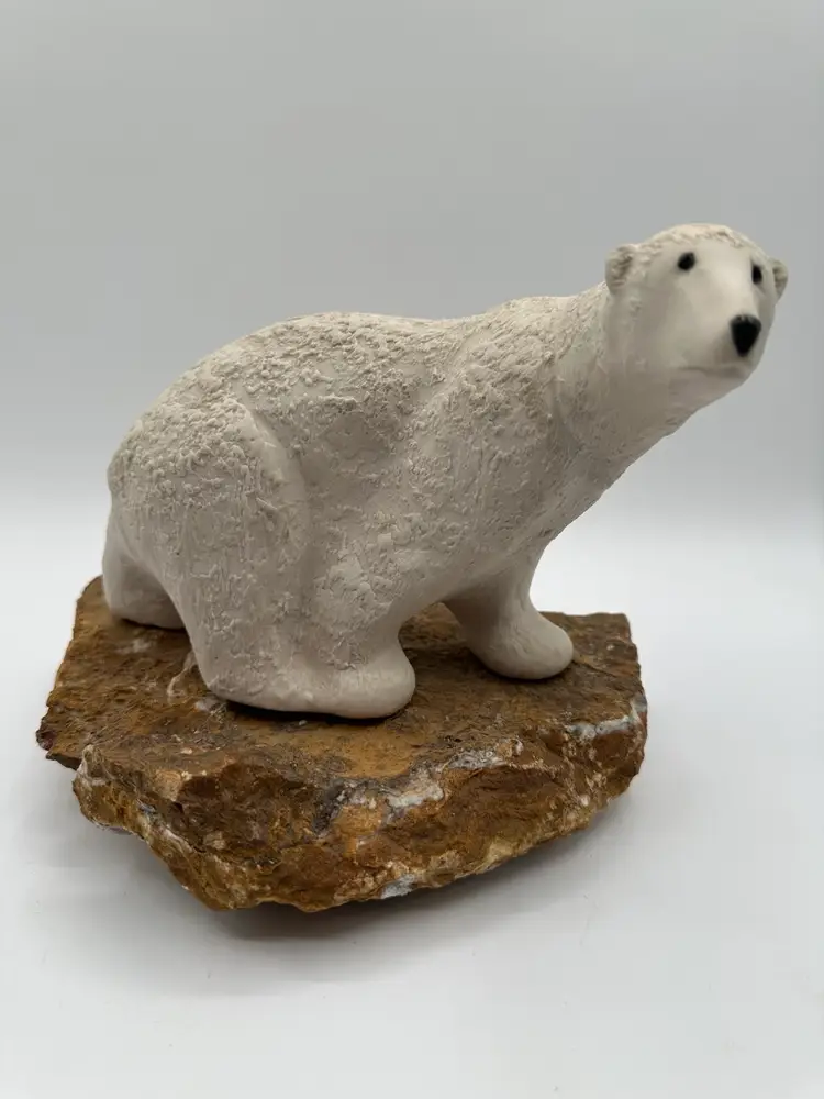 Maigon  Daga Signed Original Polar Bear On Stone 