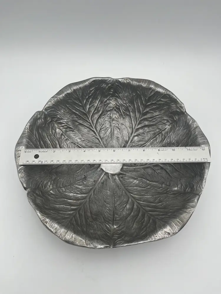 The Wilton Co Armetale Lettuce Cabbage Leaf Pewter Salad Bowl Vintage