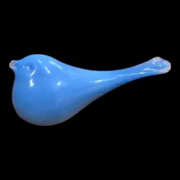 Signed E.D. Blue Chubby Bird Glass Figurine 4”