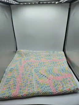 Crocheted Pastel Variegated 40" x 40" Baby Afghan