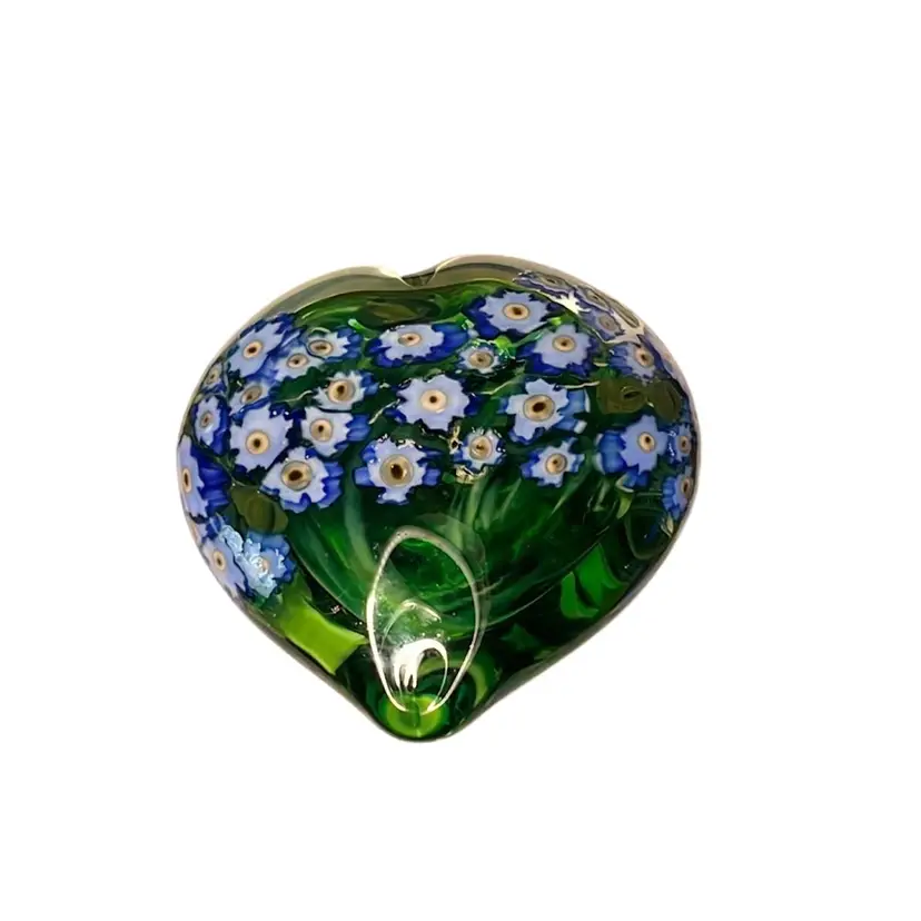 07. Beautiful Shawn E Messenger Heart Paperweight “Violet”-Garden Collection-signed 4” Tall