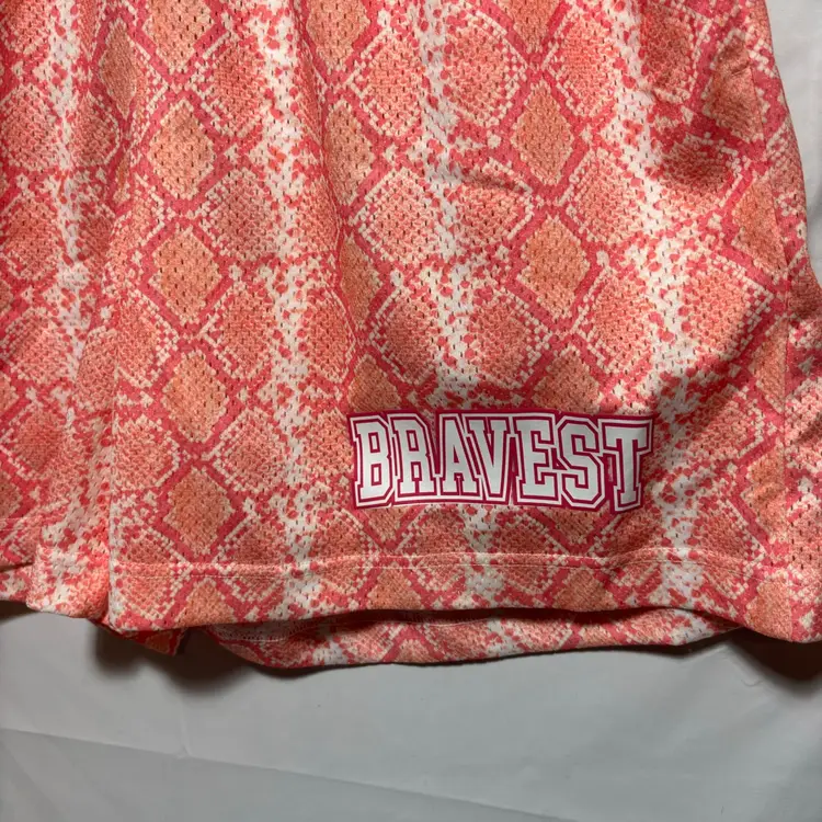 Bravest Studios XL Men's Pink Snakeskin Print Mesh Shorts Retro Gym Streetwear
