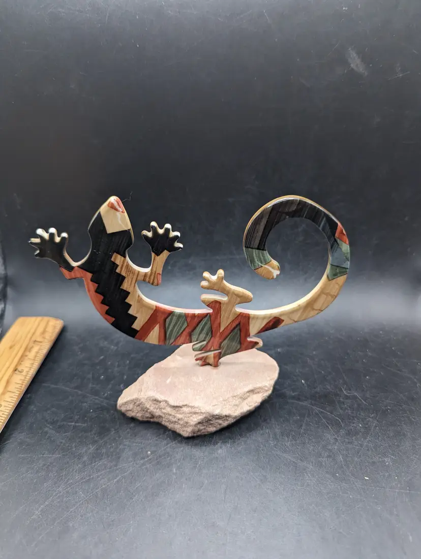 Lizard Figurine Southwestern Metal Stone Gecko Home Decor Paperweight