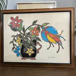 Vtg 1958 Mid-Century Framed Floral Arrangement American Traditional Style Art
