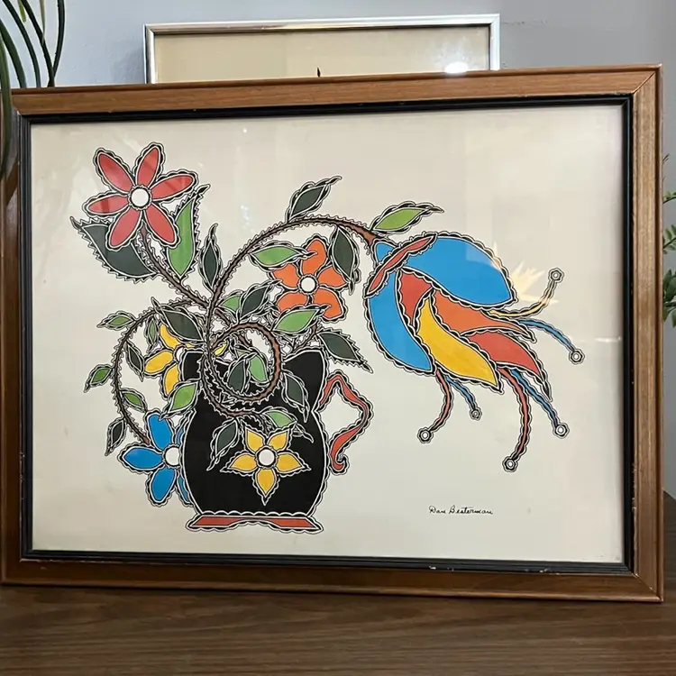 Vtg 1958 Mid-Century Framed Floral Arrangement American Traditional Style Art