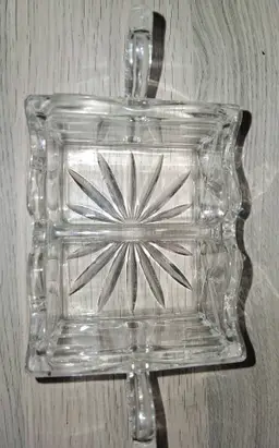 Vintage Godinger crystal "Shannon" pattern divided sugar caddy or candy dish