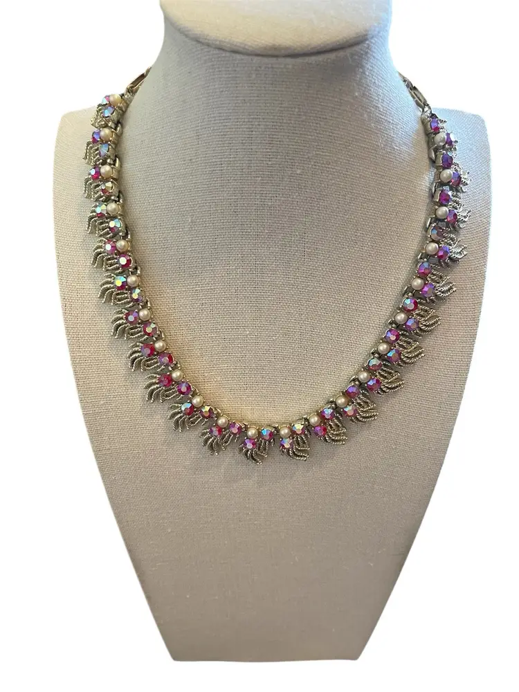 Vintage Coro Rhinestone Necklace 17”