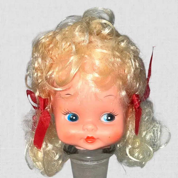 Vintage Blonde Curly Pigtail Doll Head By Mangelsen’s