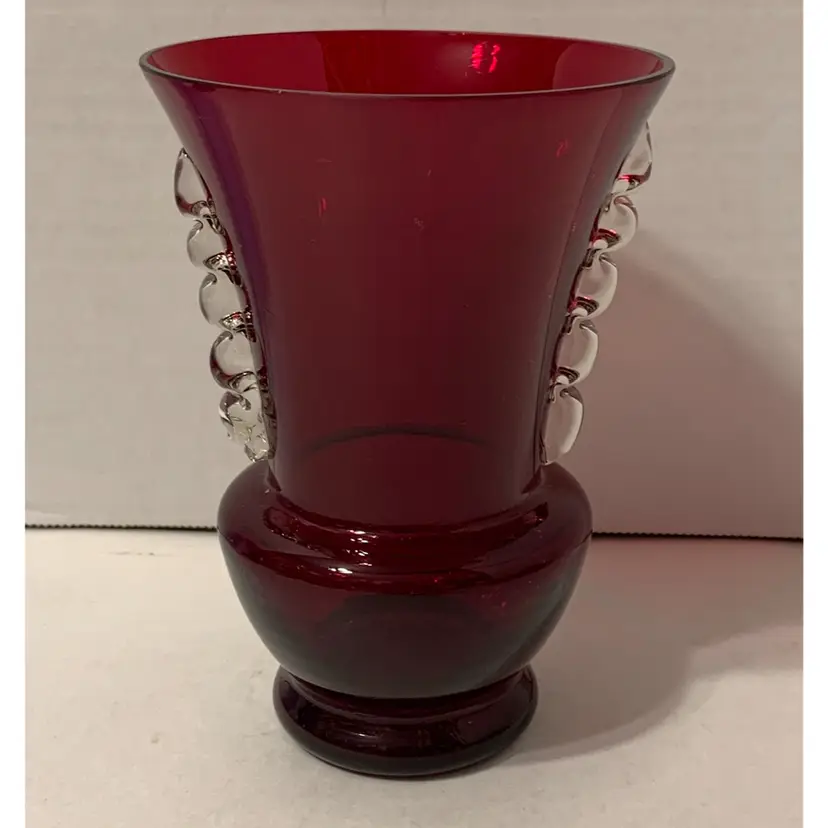 Rare 1935-38 Ernst Steinwald Czechoslovakia 31743 Ruby Red Vase w Clear Fringe