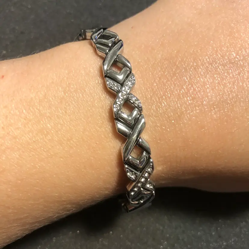 Silver-Tone & Jeweled X Criss Cross Bracelet